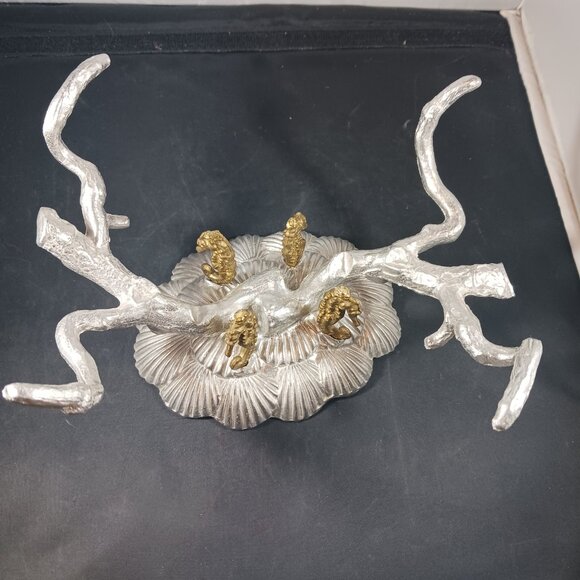 Vtg 1993 Arthur Court Aluminum Brass Seahorse Stand/Bowl Holder Signed - Picture 3 of 15